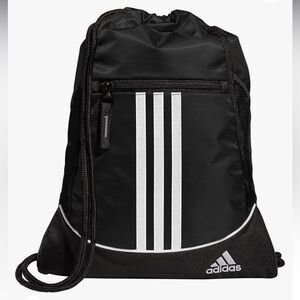 adidas Black and White Drawstring Backpack